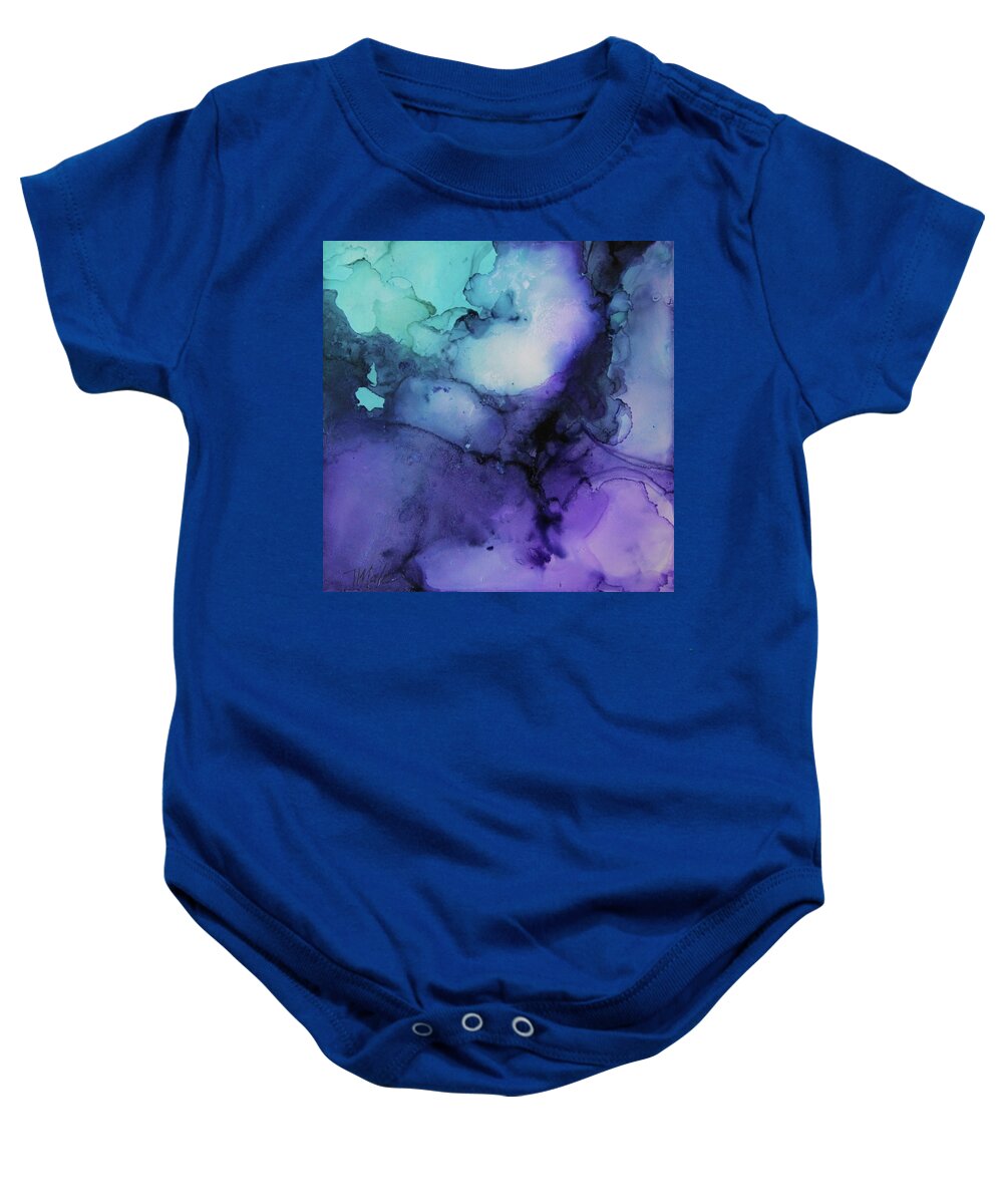 Alcohol Inks Baby Onesie featuring the painting Celestial by Tracy Male