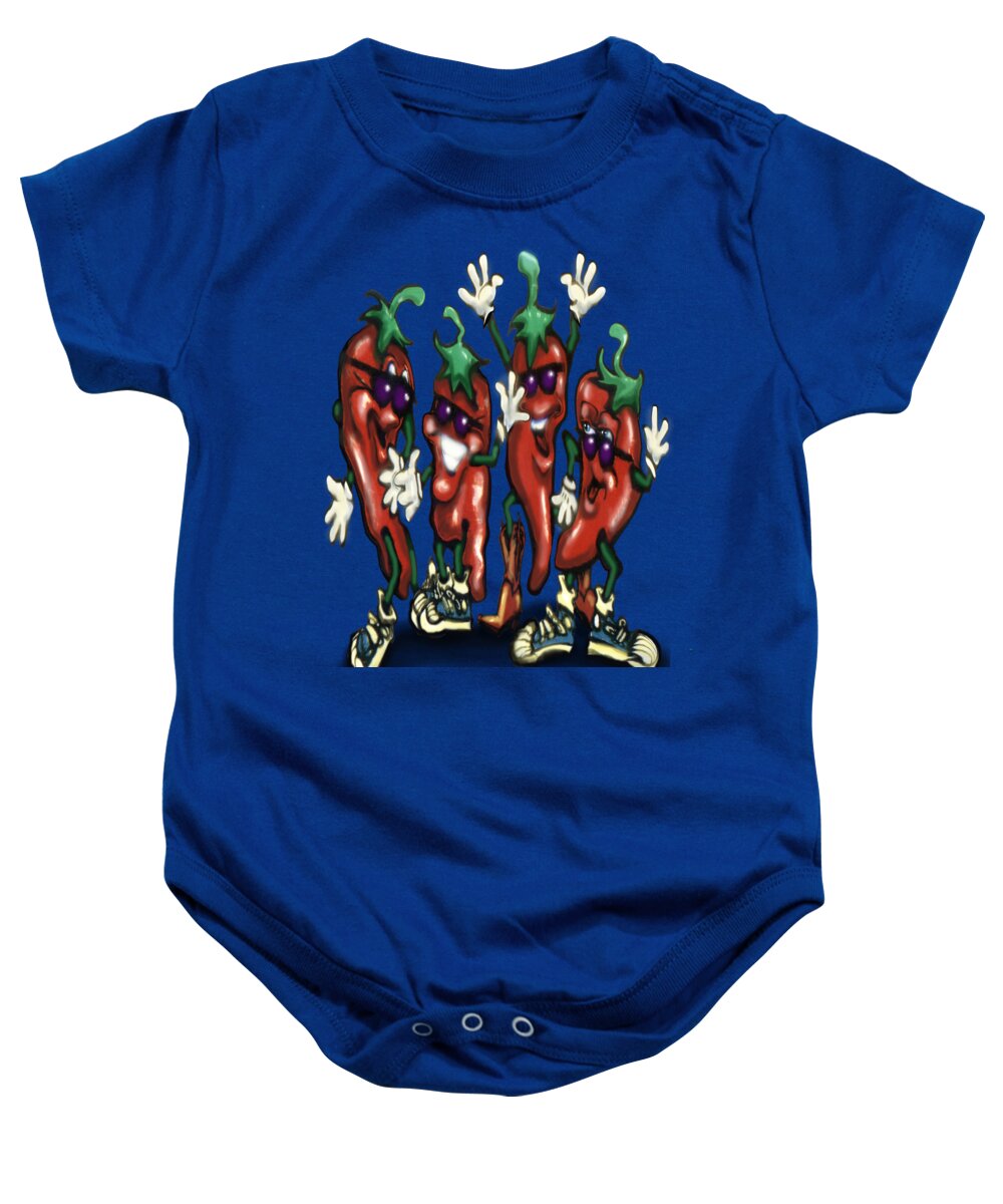 Chili Baby Onesie featuring the digital art Chili Peppers Gang by Kevin Middleton