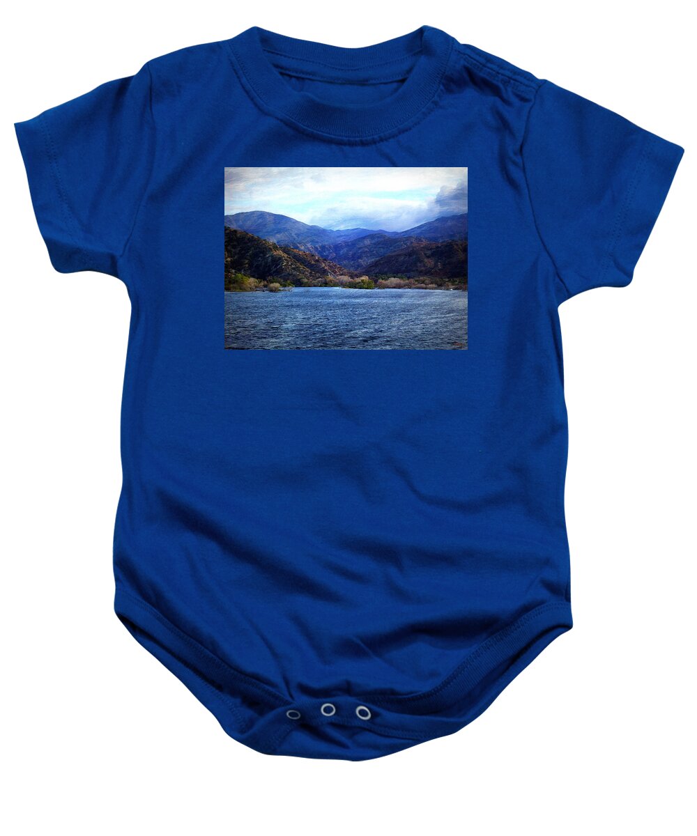 Little Rock Baby Onesie featuring the photograph Choppy Waters Across The Lake by Glenn McCarthy Art and Photography