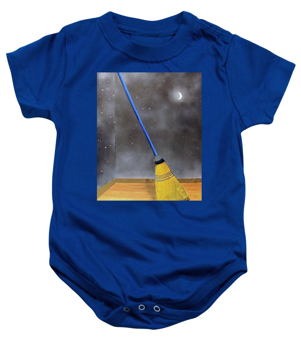 Surrealism Baby Onesie featuring the painting Cleaning out the Universe by Thomas Blood