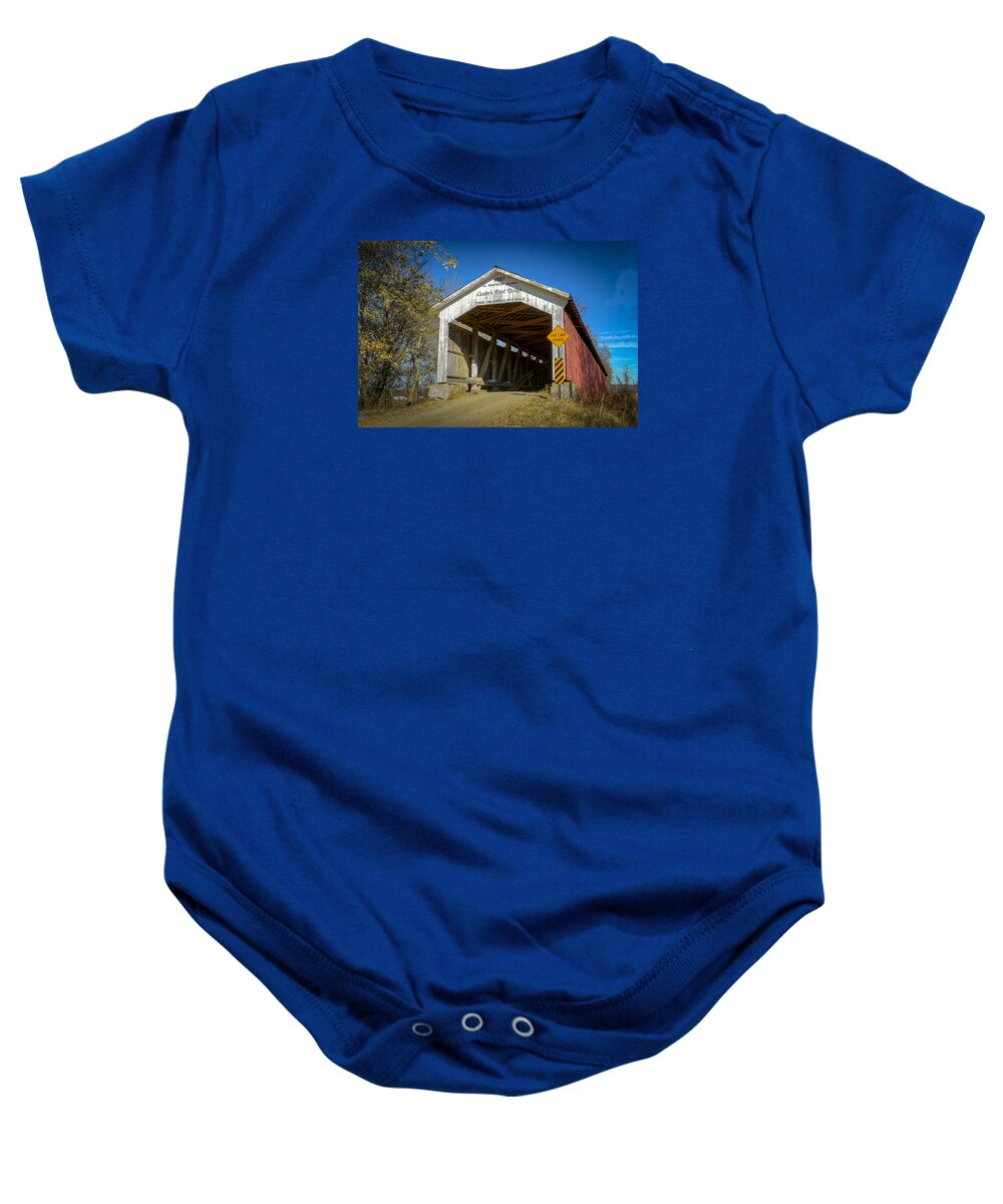 America Baby Onesie featuring the photograph Conley's Ford covered bridge by Jack R Perry