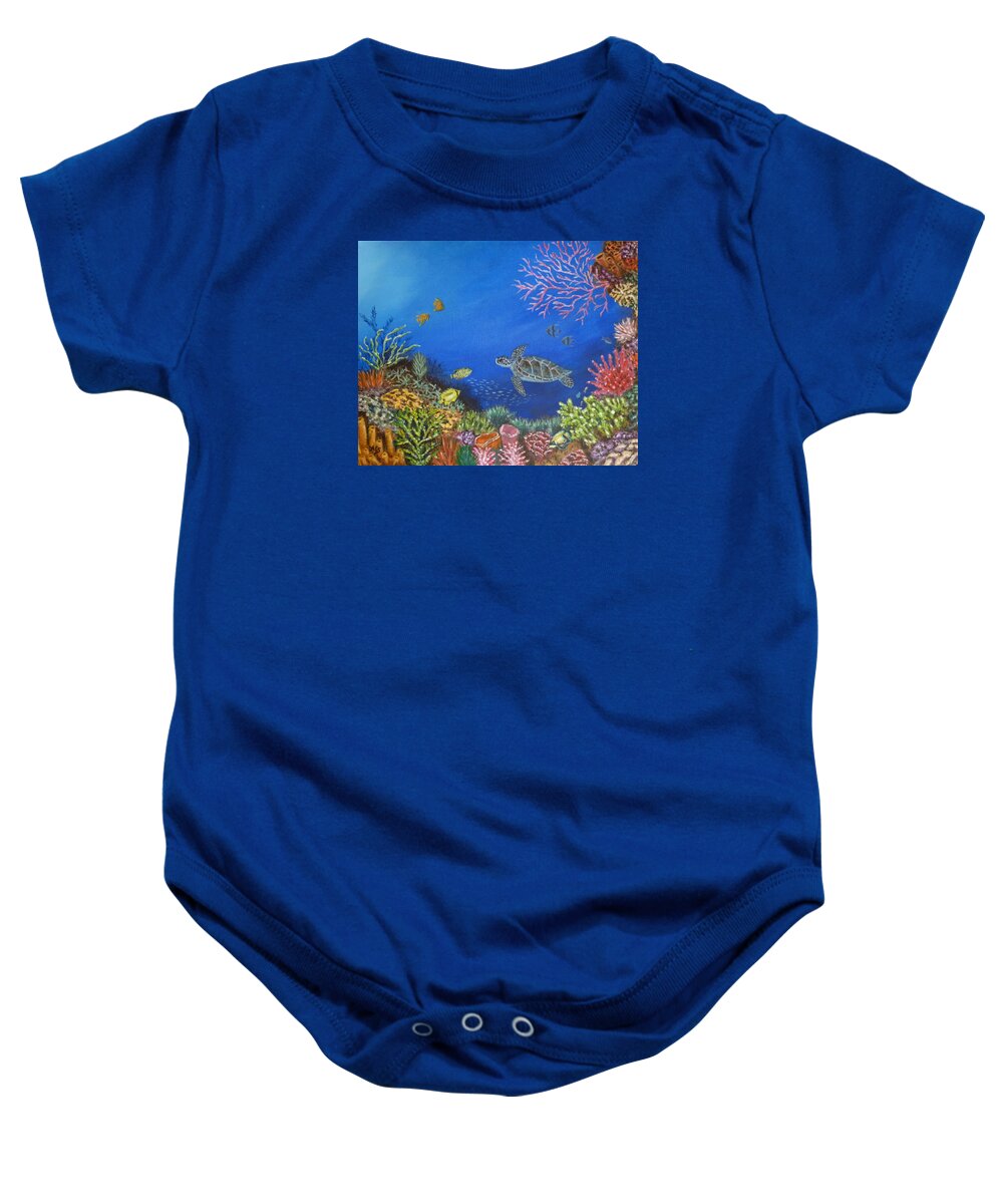 Coral Reef Baby Onesie featuring the painting Coral Reef by Amelie Simmons