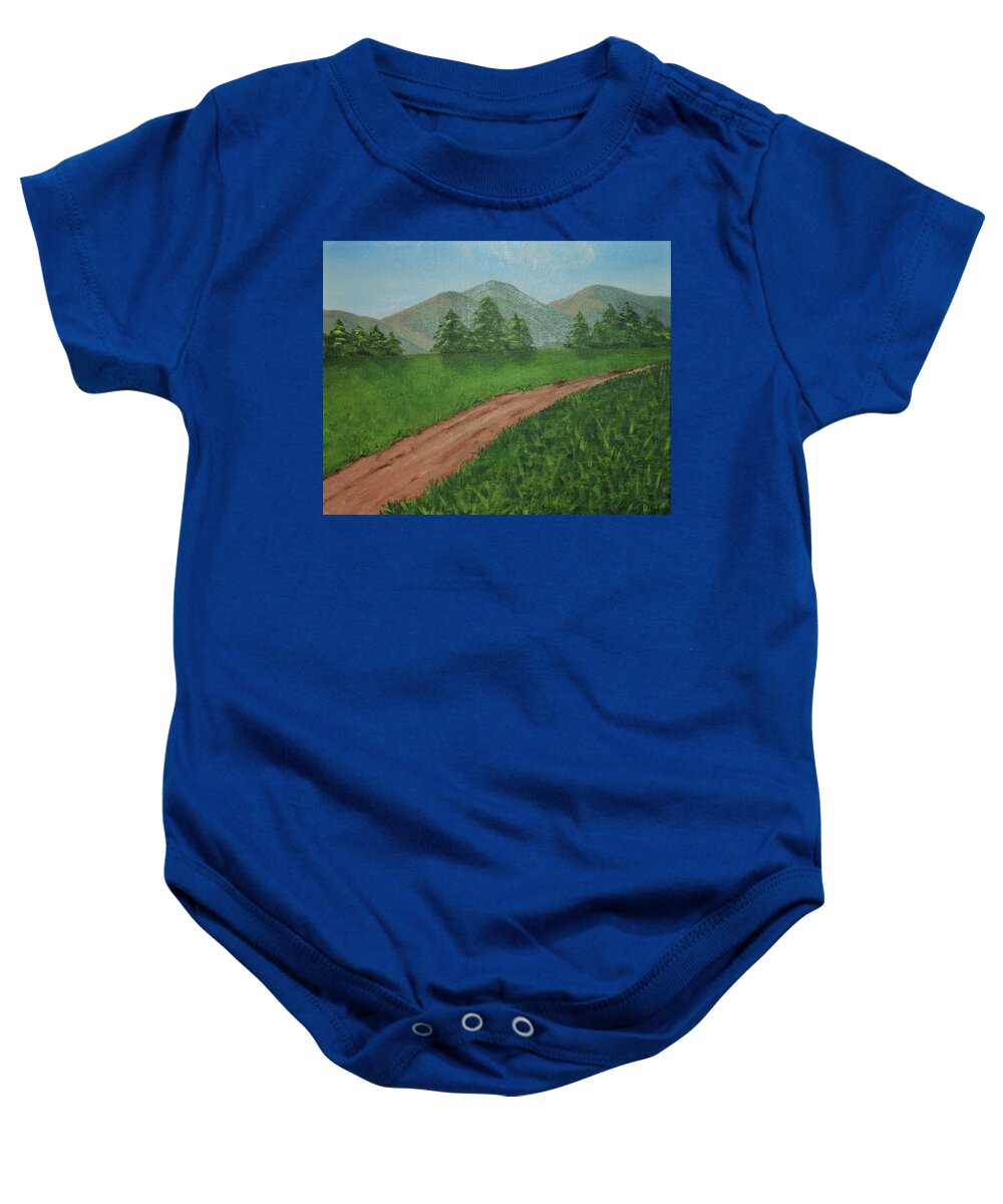 Landscape Baby Onesie featuring the painting Country Road by Nancy Sisco