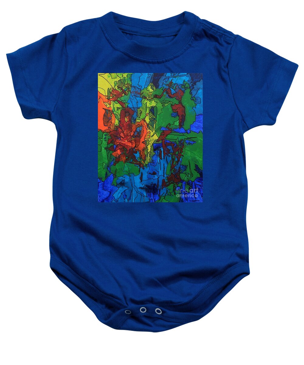 Abstract Composition Baby Onesie featuring the painting Crystalline by Jarek Filipowicz