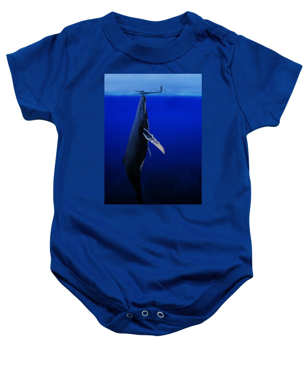 Whale Baby Onesie featuring the photograph Curiosity by Greg Waters