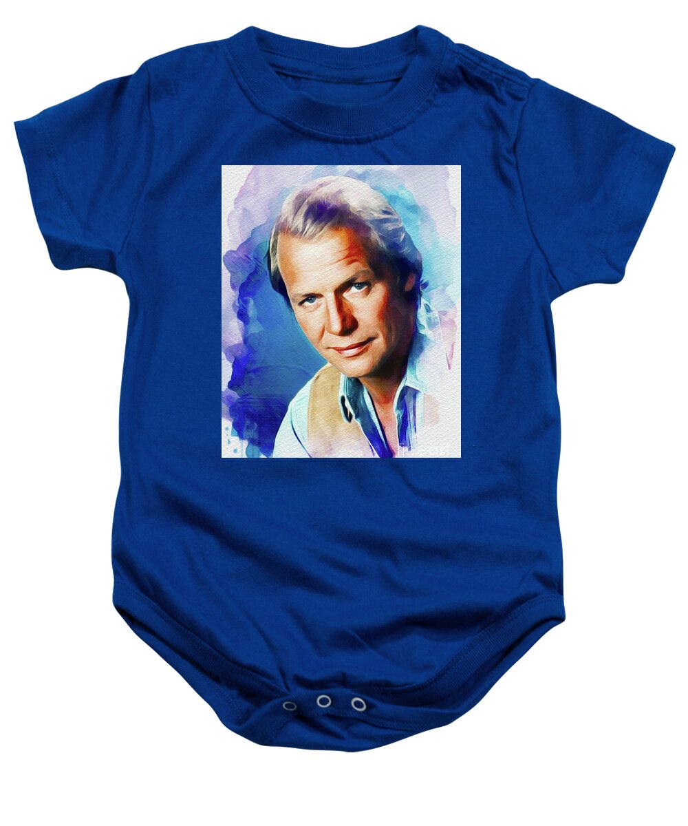 David Baby Onesie featuring the painting David Soul, Actor/Singer by Esoterica Art Agency