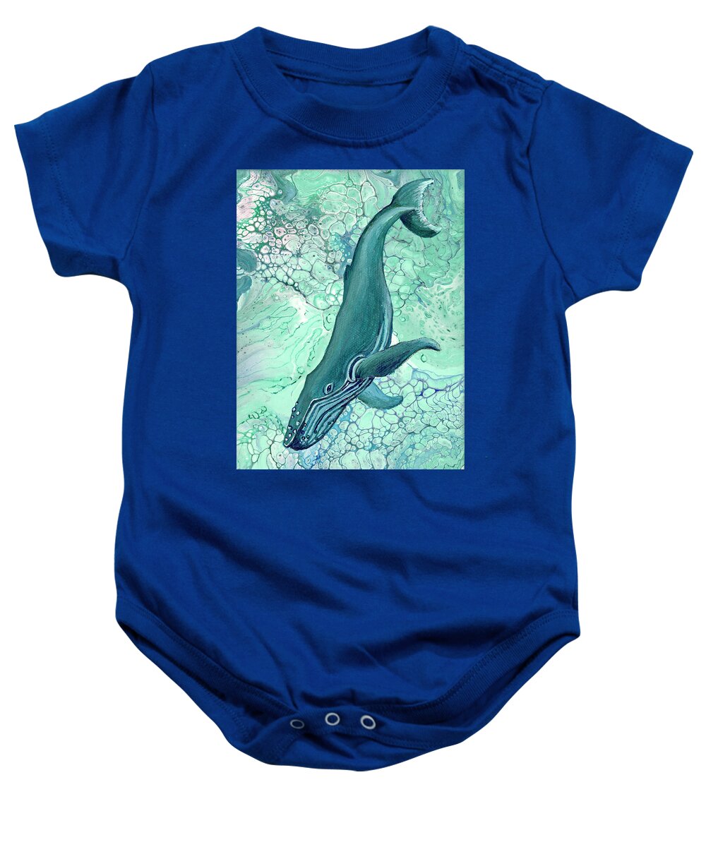 Acrylic Pour Baby Onesie featuring the painting Drifting Into Blue by Darice Machel McGuire