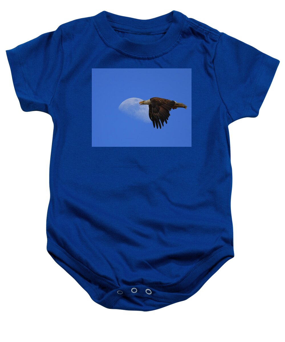 Bald Eagle Baby Onesie featuring the photograph Eagle Moon by Beth Sargent