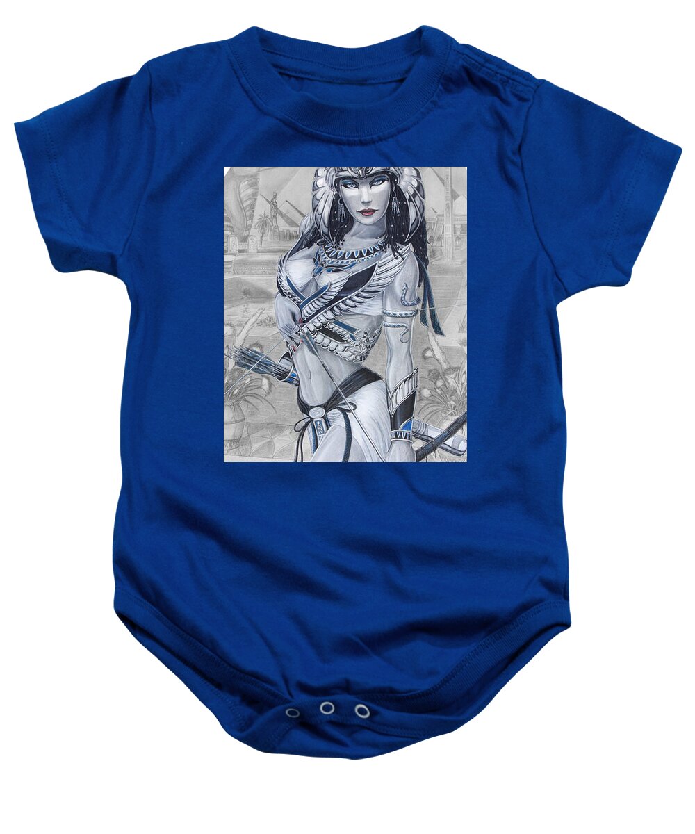#egypt Baby Onesie featuring the drawing Ejo Nefersati by Kristopher VonKaufman