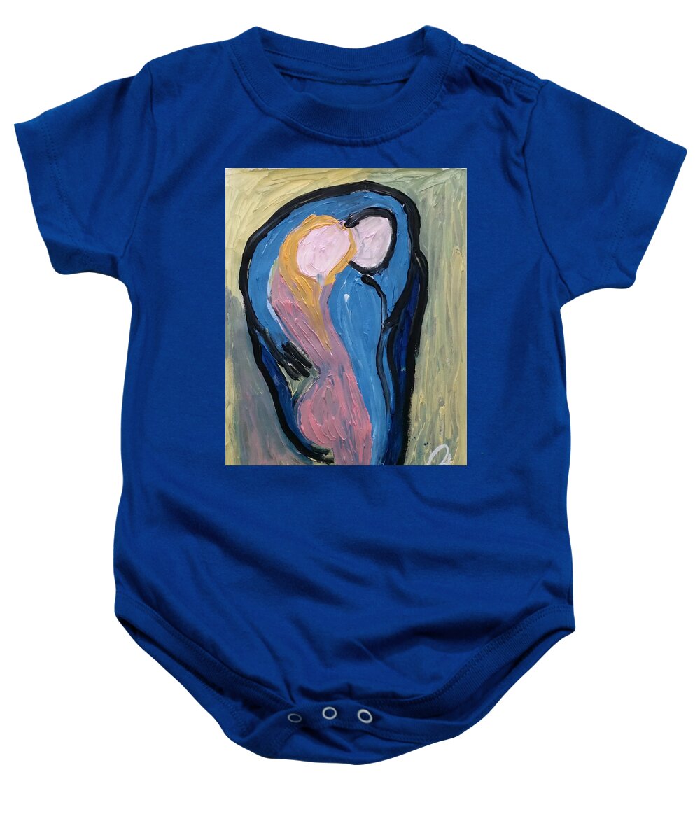 Rose Baby Onesie featuring the painting Embrace VI by Bachmors Artist