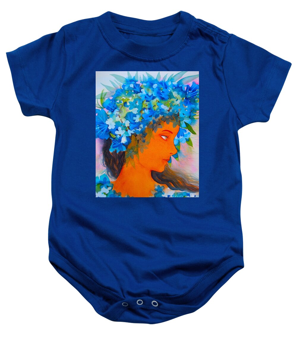 Hawaiian Baby Onesie featuring the painting Forever Hula by Frances Ku