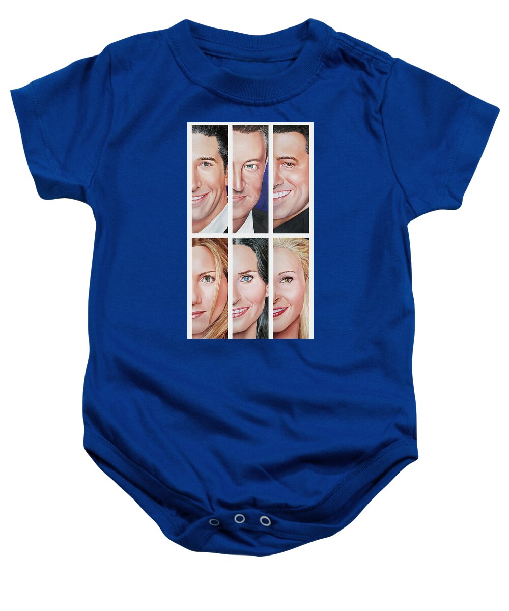 Friends Tv Show Baby Onesie featuring the painting Friends Set Two by Vic Ritchey