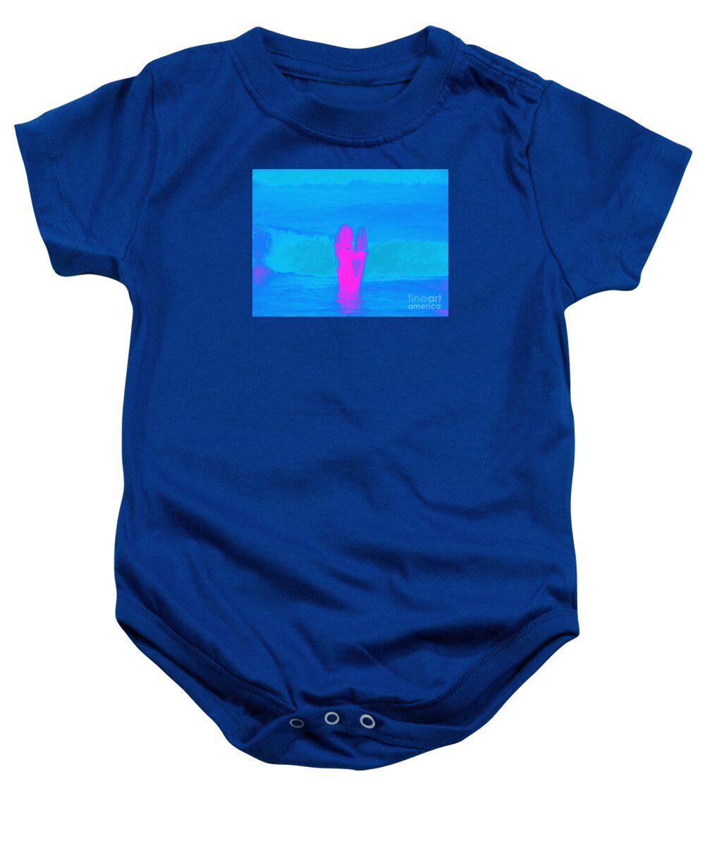 Bodyboarding Baby Onesie featuring the photograph Frothing Neon by Leah McPhail
