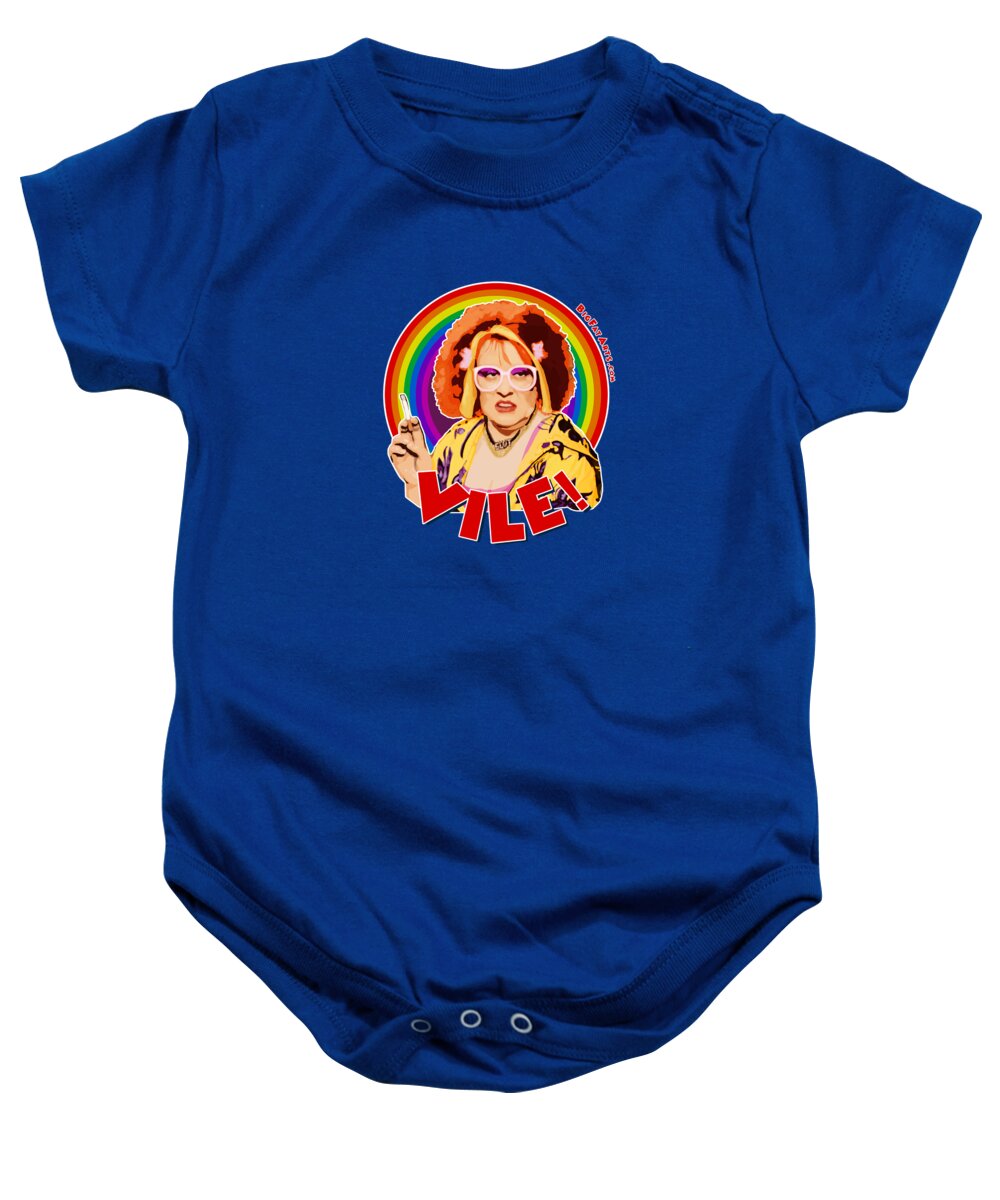 Auburn Jerry Hall Kathy Burke Gimme Gimme Gimme Vile Pussy Person Laziness Vile Baby Onesie featuring the digital art Gimme Gimme Gimme - Vile by Big Fat Arts