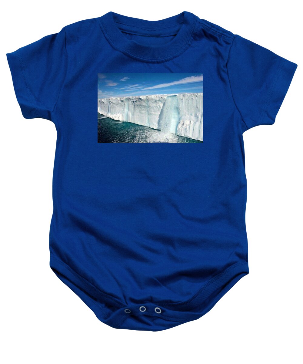 Glacial Baby Onesie featuring the photograph Glacial Waterfalls by Andy Bucaille