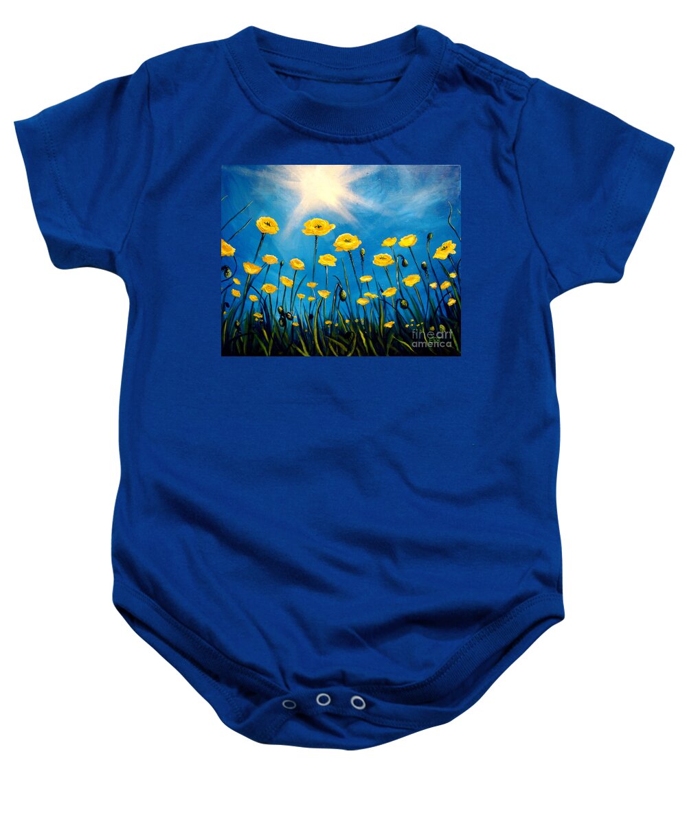 Poppies Baby Onesie featuring the painting Gleaming by Elizabeth Robinette Tyndall