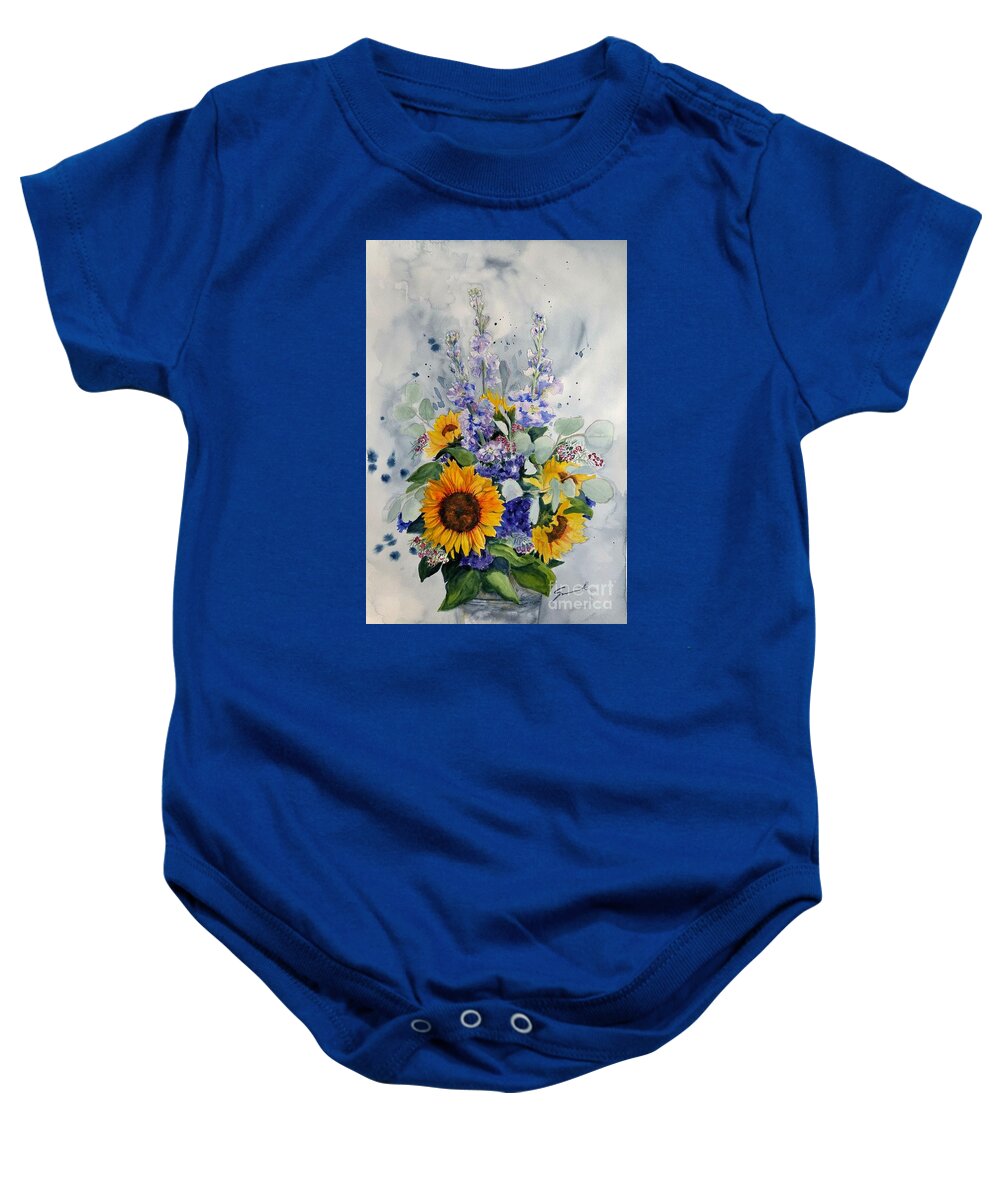 Sunflowers Baby Onesie featuring the painting Good Day Sunshine by Sonia Mocnik