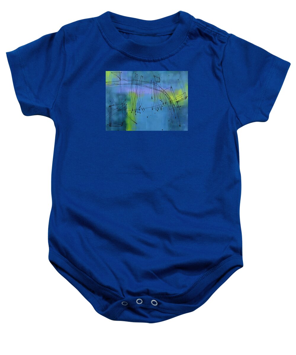 Abstract Baby Onesie featuring the painting Good Vibrations Three by Louise Adams