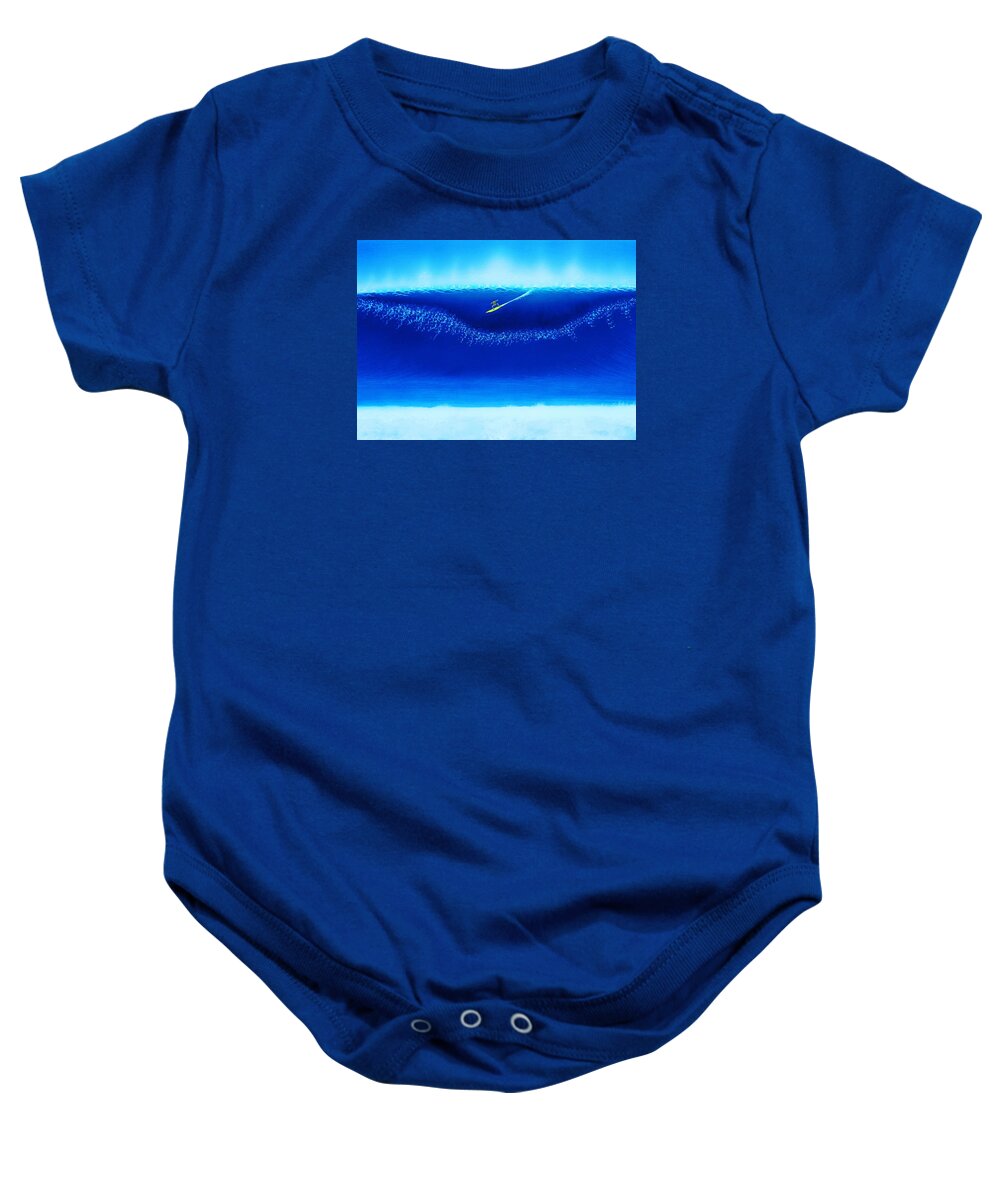 Surfing Baby Onesie featuring the painting Greg Noll - Makaha 12-4-1969 by John Kaelin