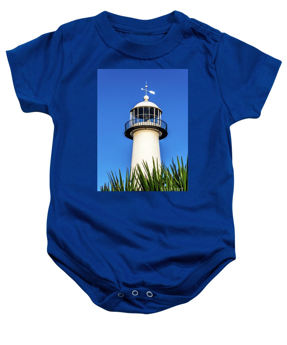 Biloxi Baby Onesie featuring the photograph Gulf Coast Lighthouse Seascape Biloxi MS 3819A by Ricardos Creations