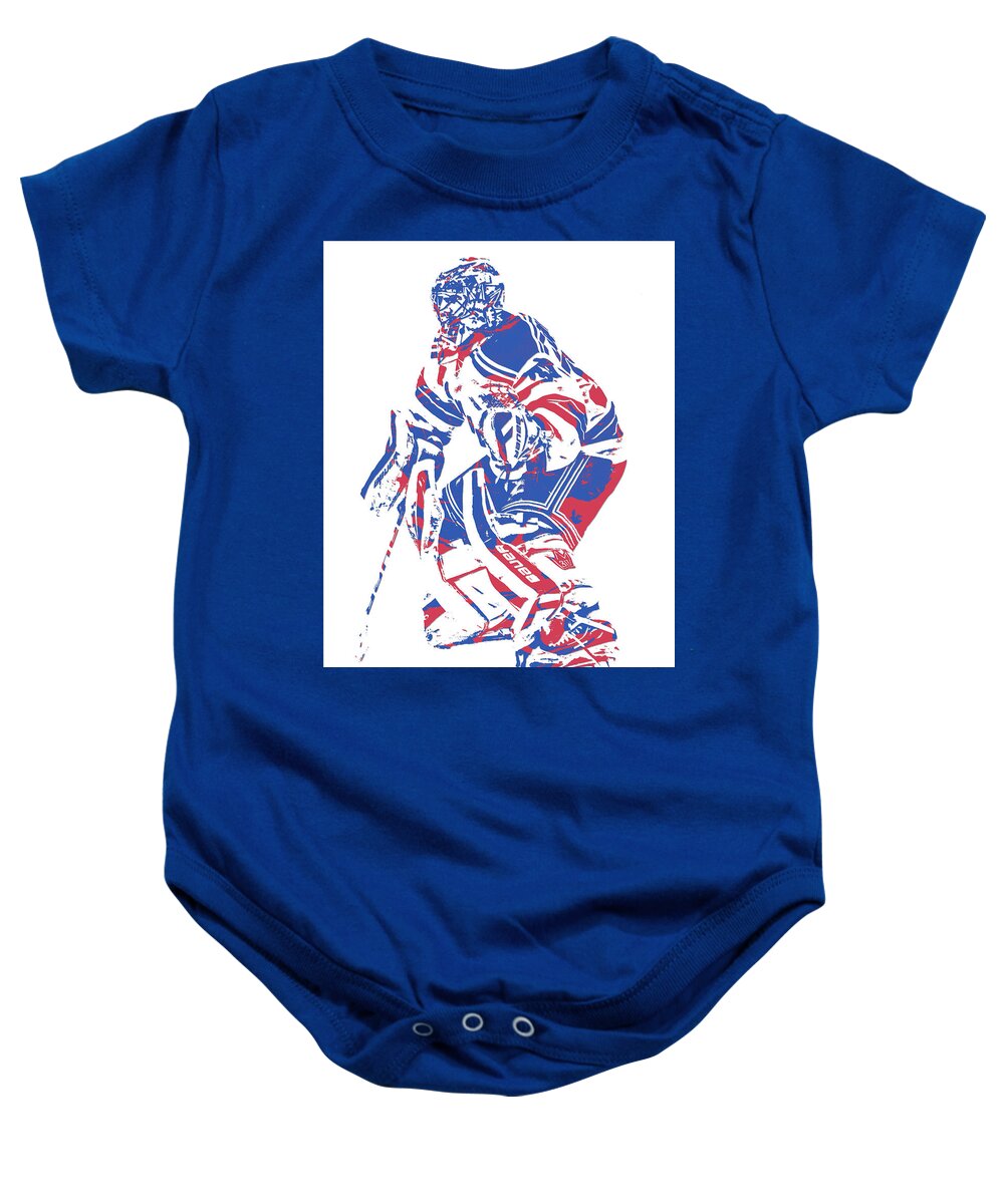 Henrik Lundqvist NEW YORK RANGERS WATERCOLOR STROKES PIXEL ART 1 Kids T- Shirt by Joe Hamilton - Pixels