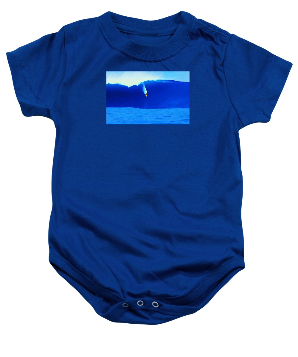 Surfing Baby Onesie featuring the painting Himalayas 2010 by John Kaelin