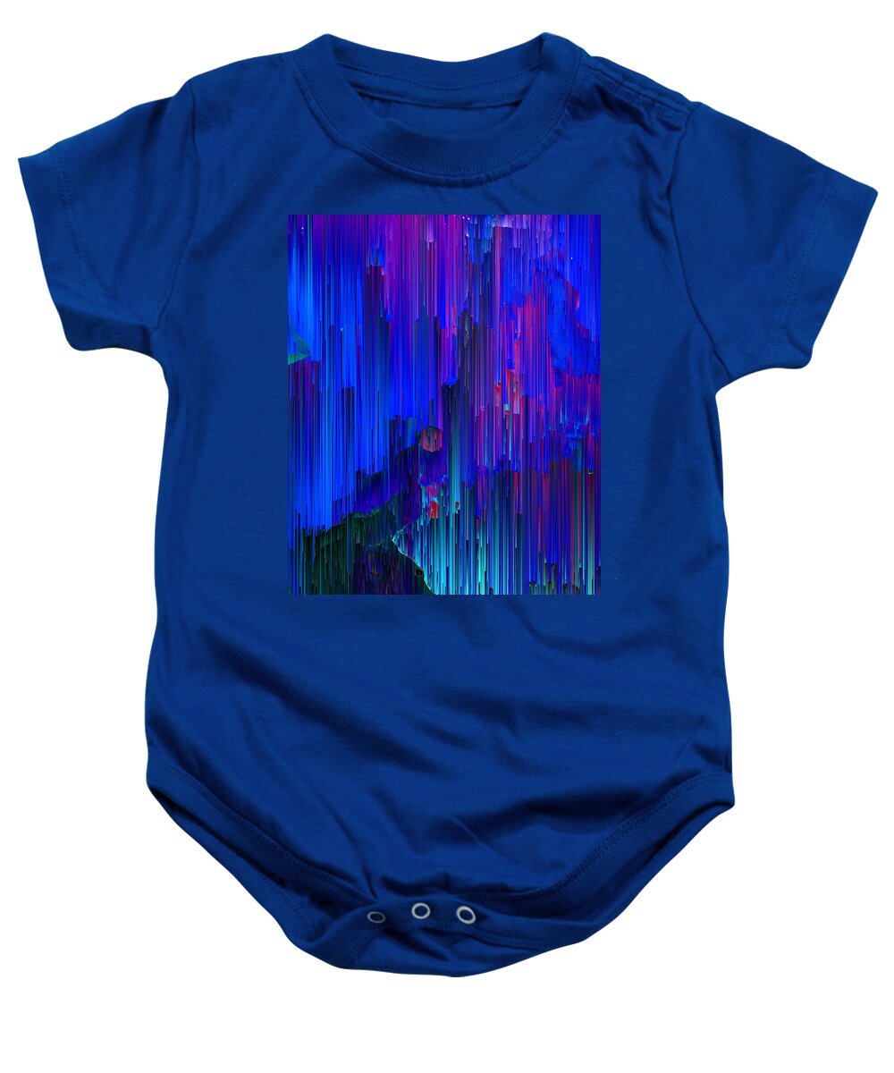 Blue Baby Onesie featuring the digital art In the Midst - Pixel Art by Jennifer Walsh