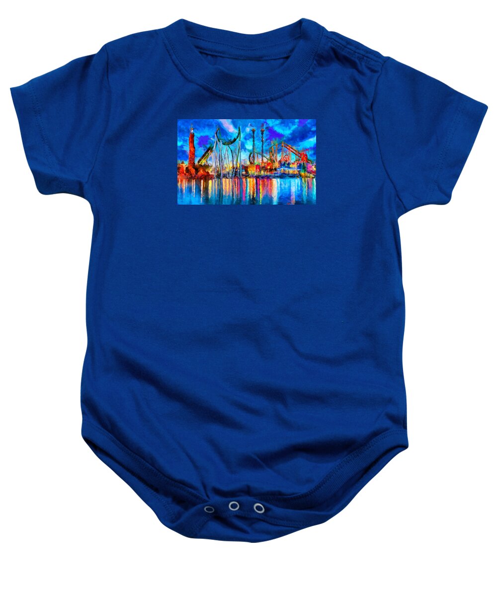 Park Baby Onesie featuring the digital art Islands of Adventure by Caito Junqueira