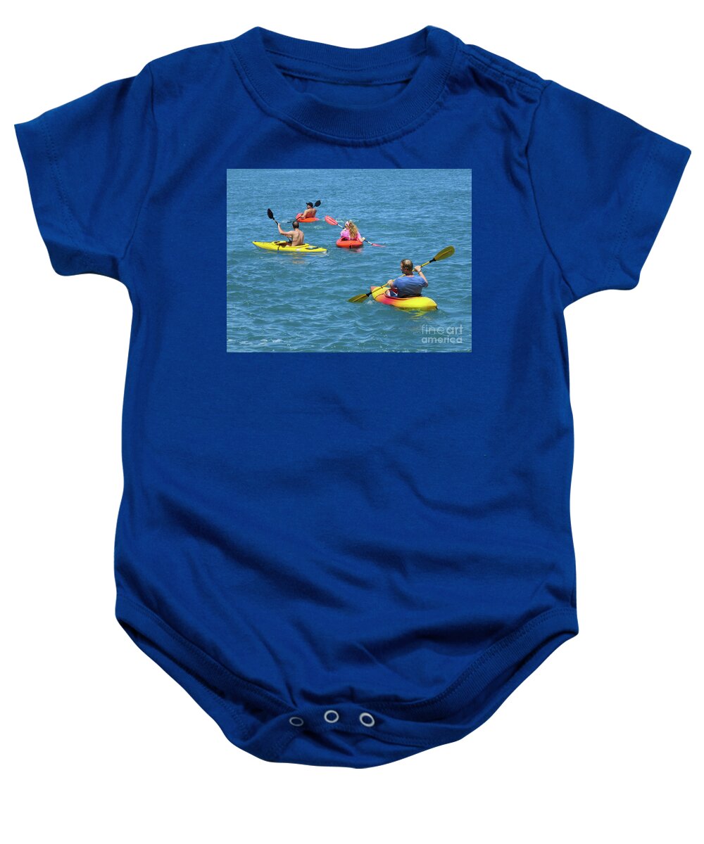 Kayaks Baby Onesie featuring the photograph Kayaking Friends by Ann Horn
