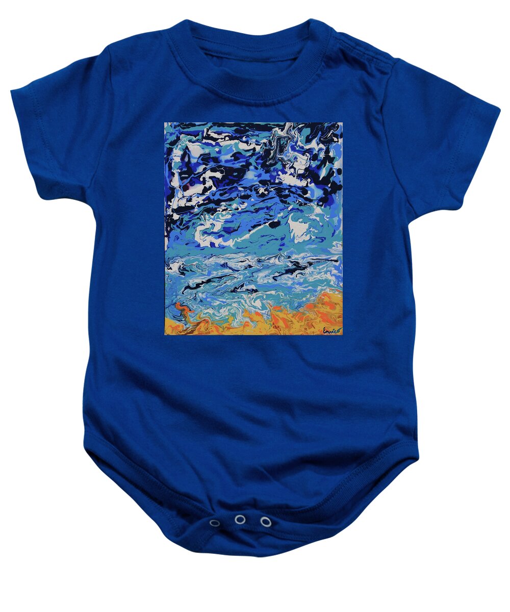 Abstract Expressionism Baby Onesie featuring the painting Land's End by Art Enrico