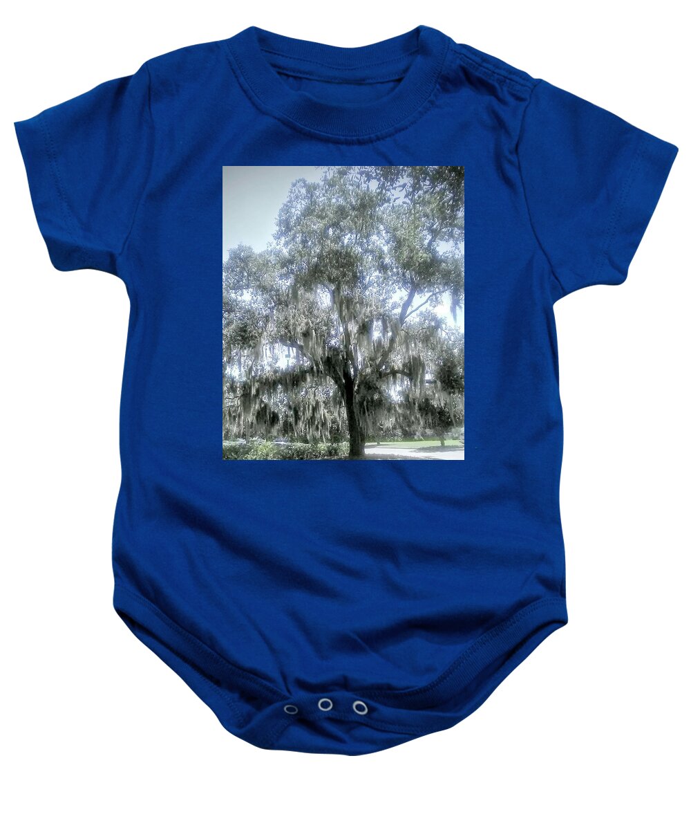 Tree. Florida Baby Onesie featuring the photograph Largo's Spanish Moss by Suzanne Berthier
