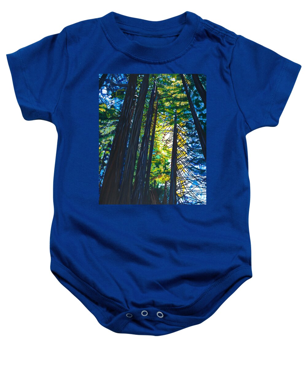  California Baby Onesie featuring the painting Light in the Trees 40x30 by Santana Star