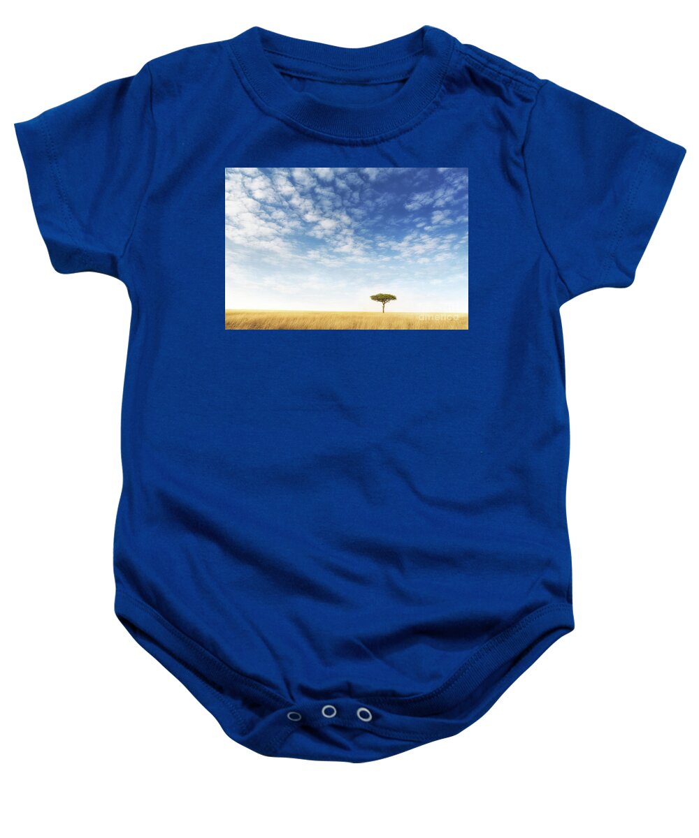 Mara Baby Onesie featuring the photograph Lone acacia tree in the Masai Mara by Jane Rix