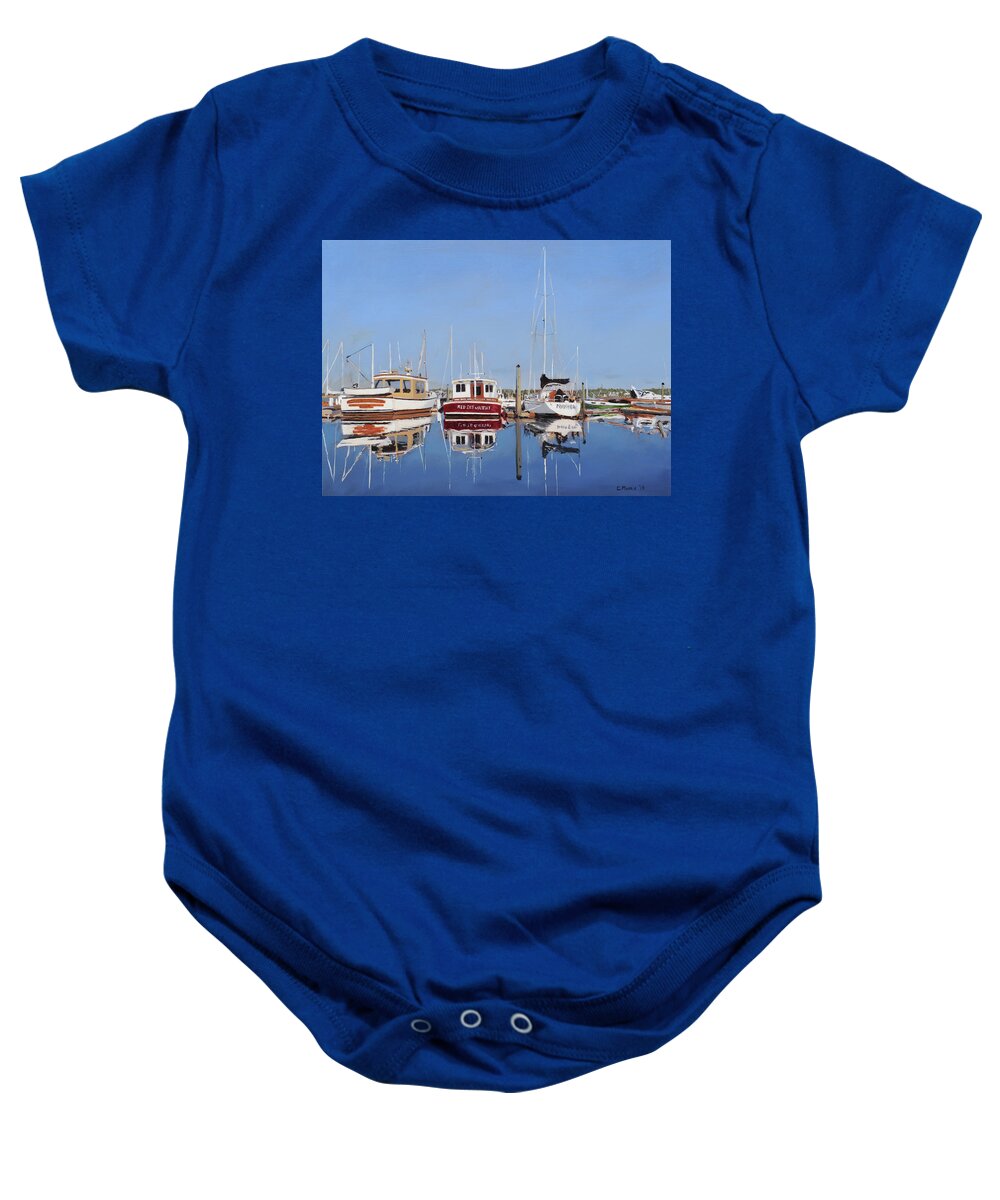 Maine Baby Onesie featuring the painting Maine Marina Evening by Craig Morris