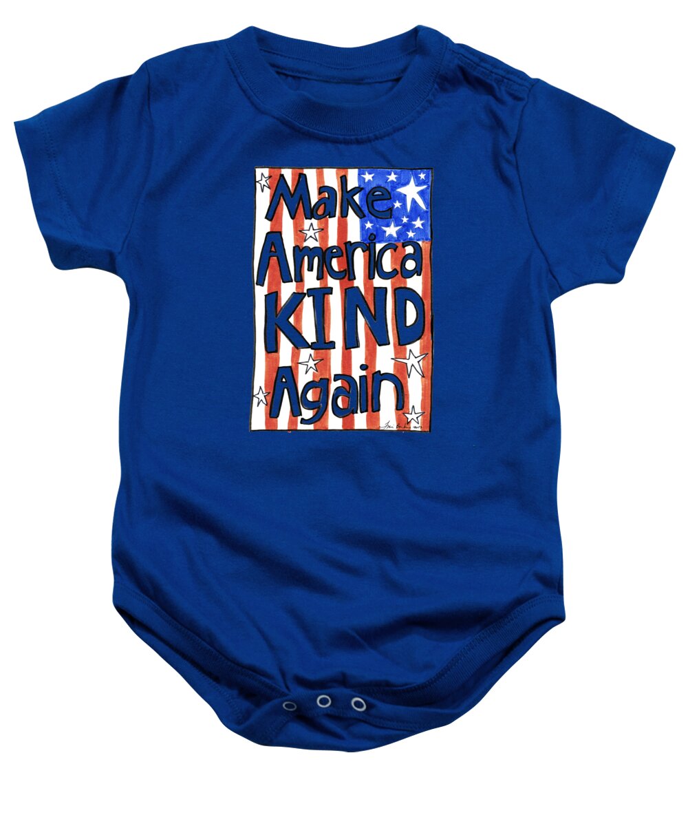 America Baby Onesie featuring the drawing Make America Kind Again by Traci Bunkers