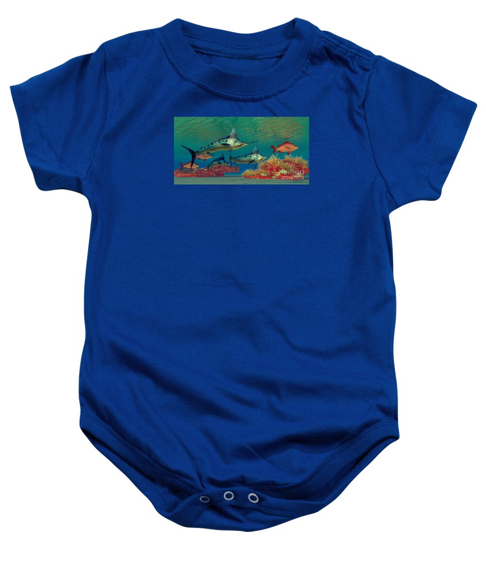 Marlin Baby Onesie featuring the painting Marlin Reef by Corey Ford