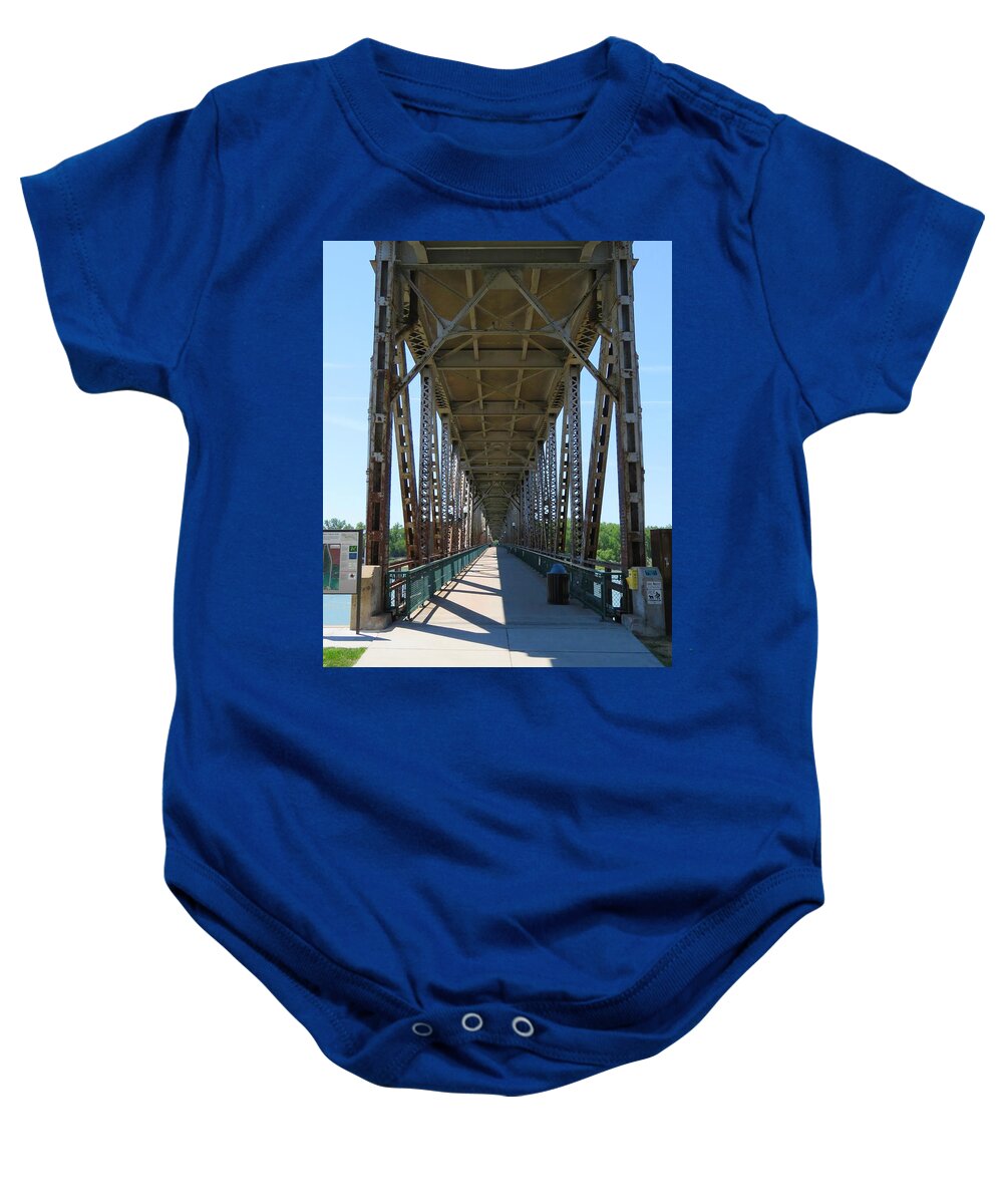 Missouri River Baby Onesie featuring the photograph Meridian Bridge by Keith Stokes