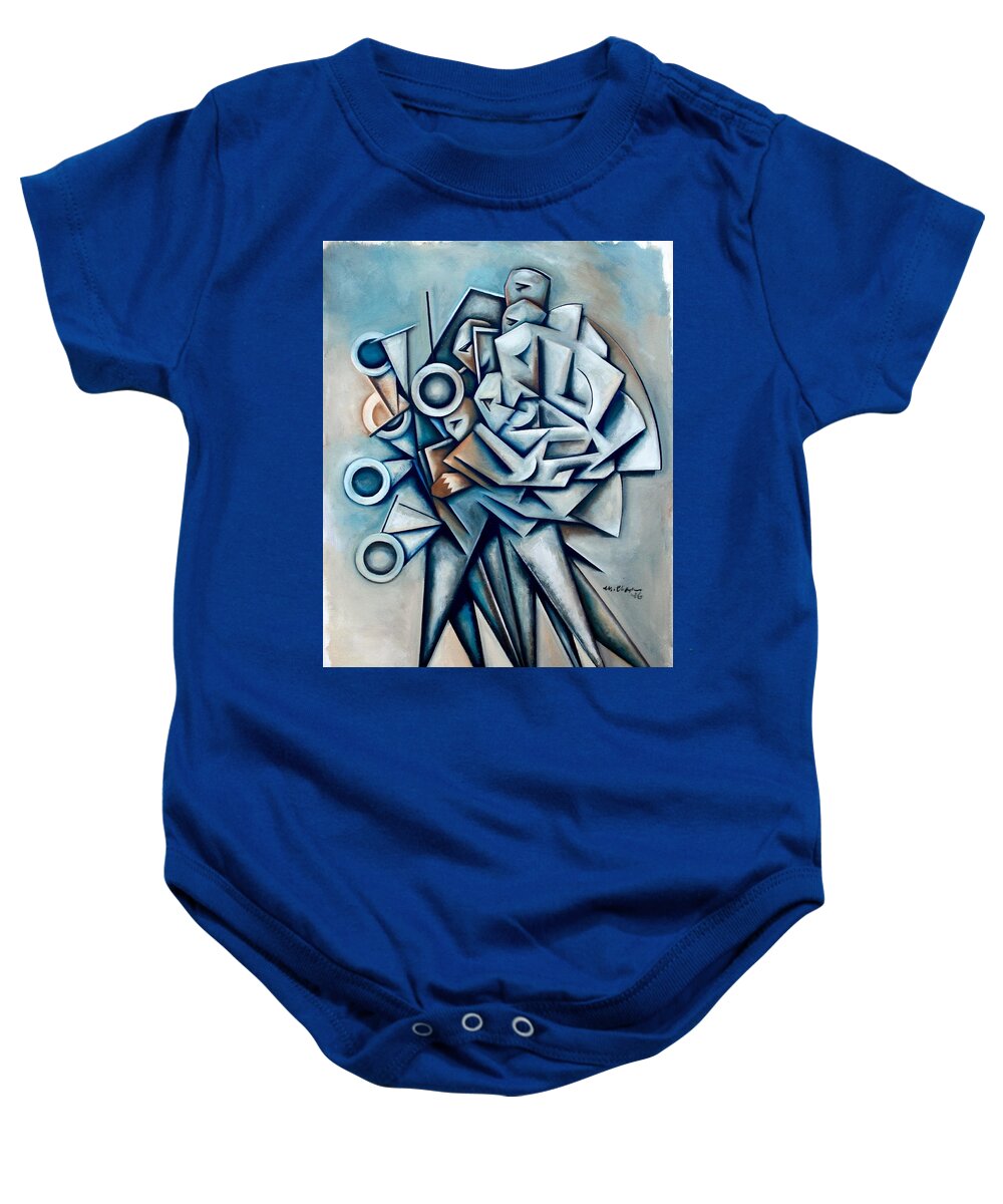 Jazz Baby Onesie featuring the painting Momentum Independent by Martel Chapman