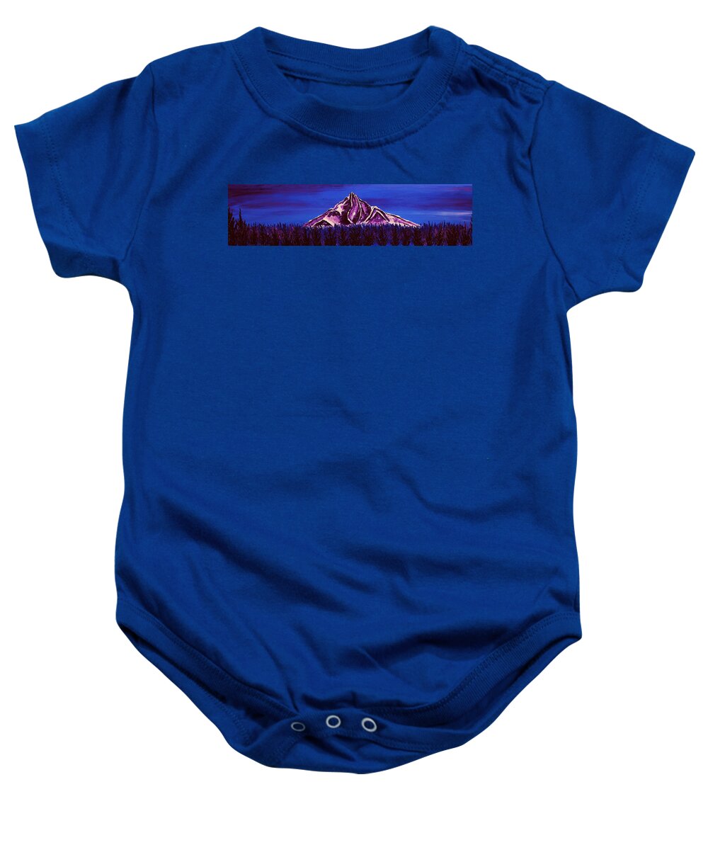  Baby Onesie featuring the painting Mount Hood At Dusk #48 by James Dunbar