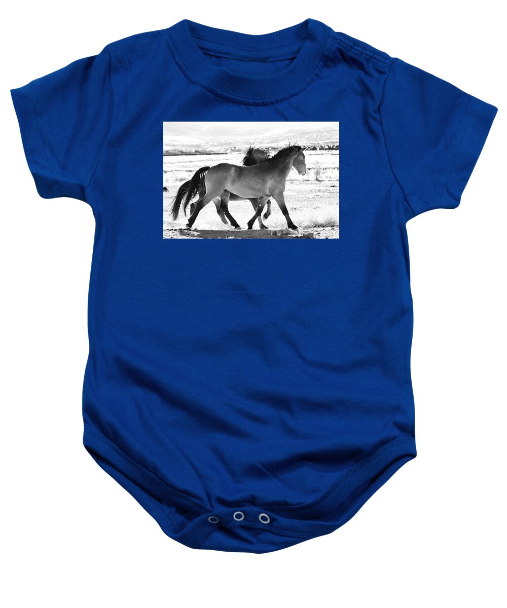 Mustangs Baby Onesie featuring the photograph Mustangs by Maria Jansson