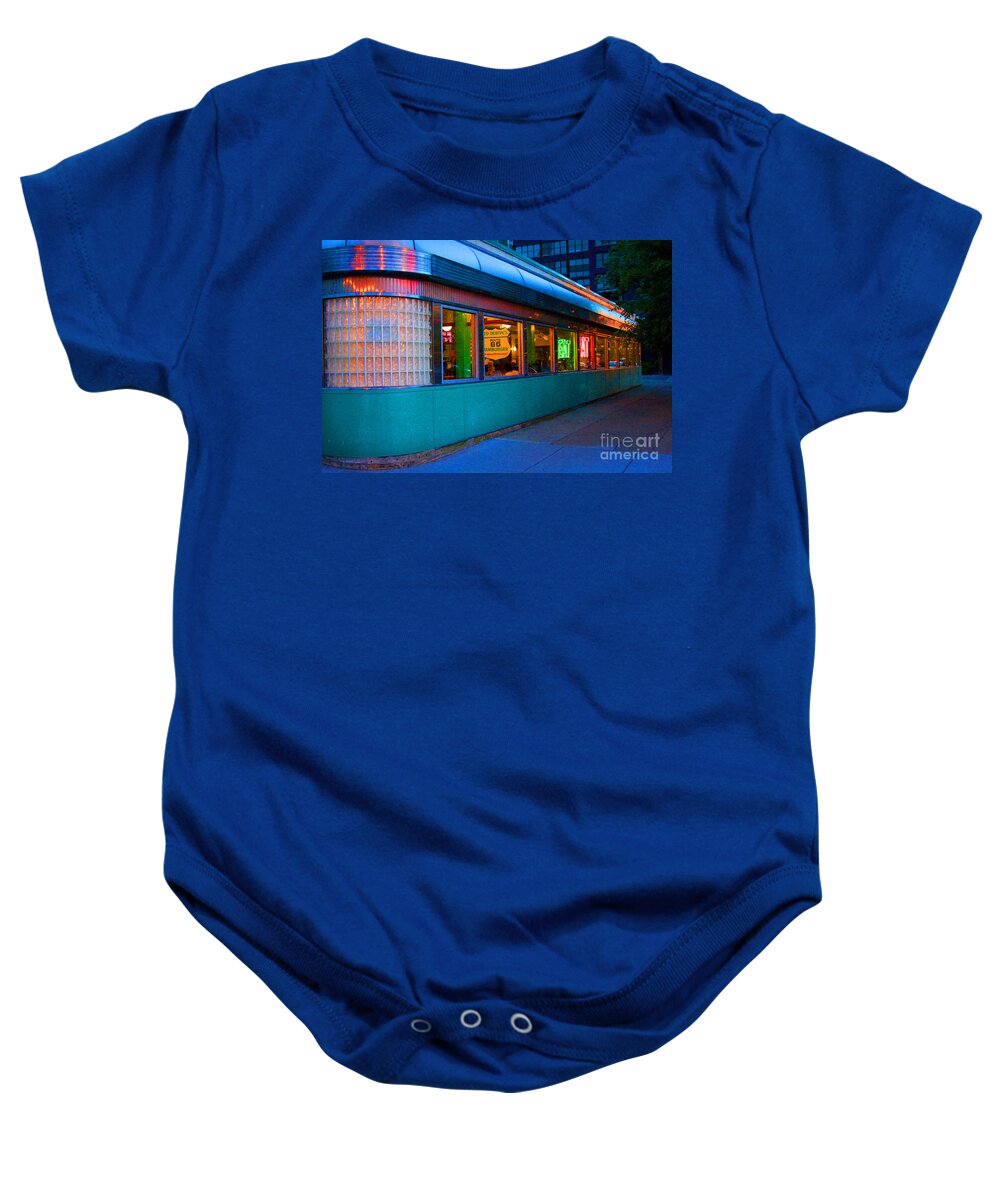 Chicago Baby Onesie featuring the photograph Neon Diner by Crystal Nederman