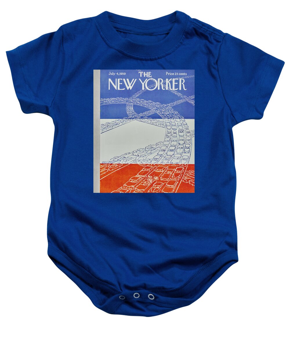 Bumper To Bumper Baby Onesie featuring the painting New Yorker July 4 1959 by Anatole Kovarsky