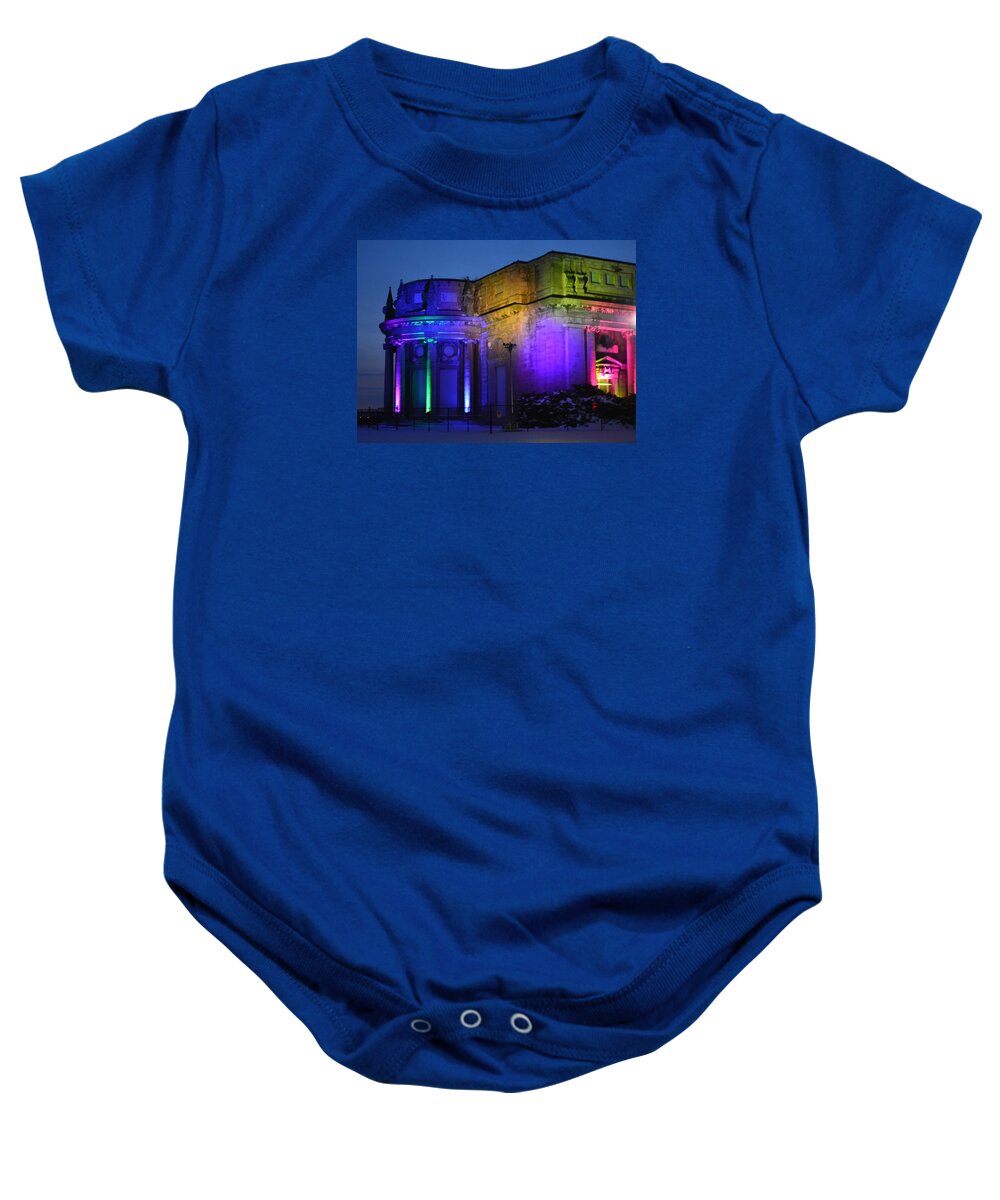Buildings Baby Onesie featuring the photograph Night Lights Niagara by Peggy King