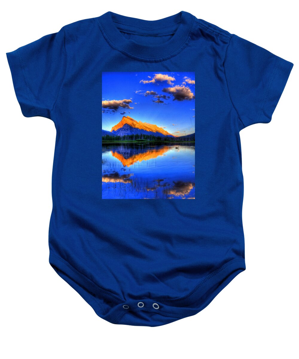 Mountain Baby Onesie featuring the photograph Of Geese and Gods by Scott Mahon