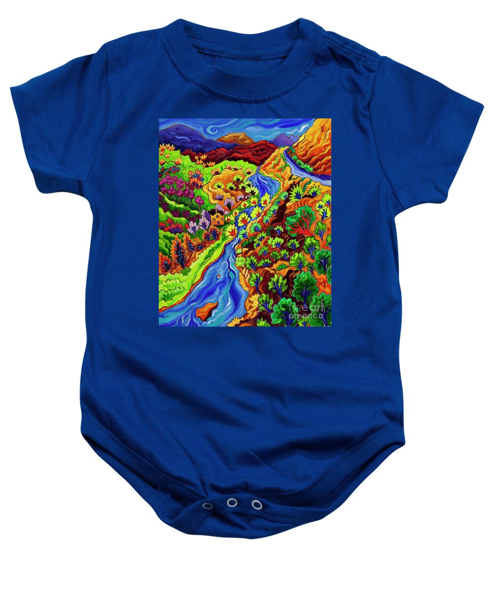Rio Grande Baby Onesie featuring the painting Orchard Valley by Cathy Carey