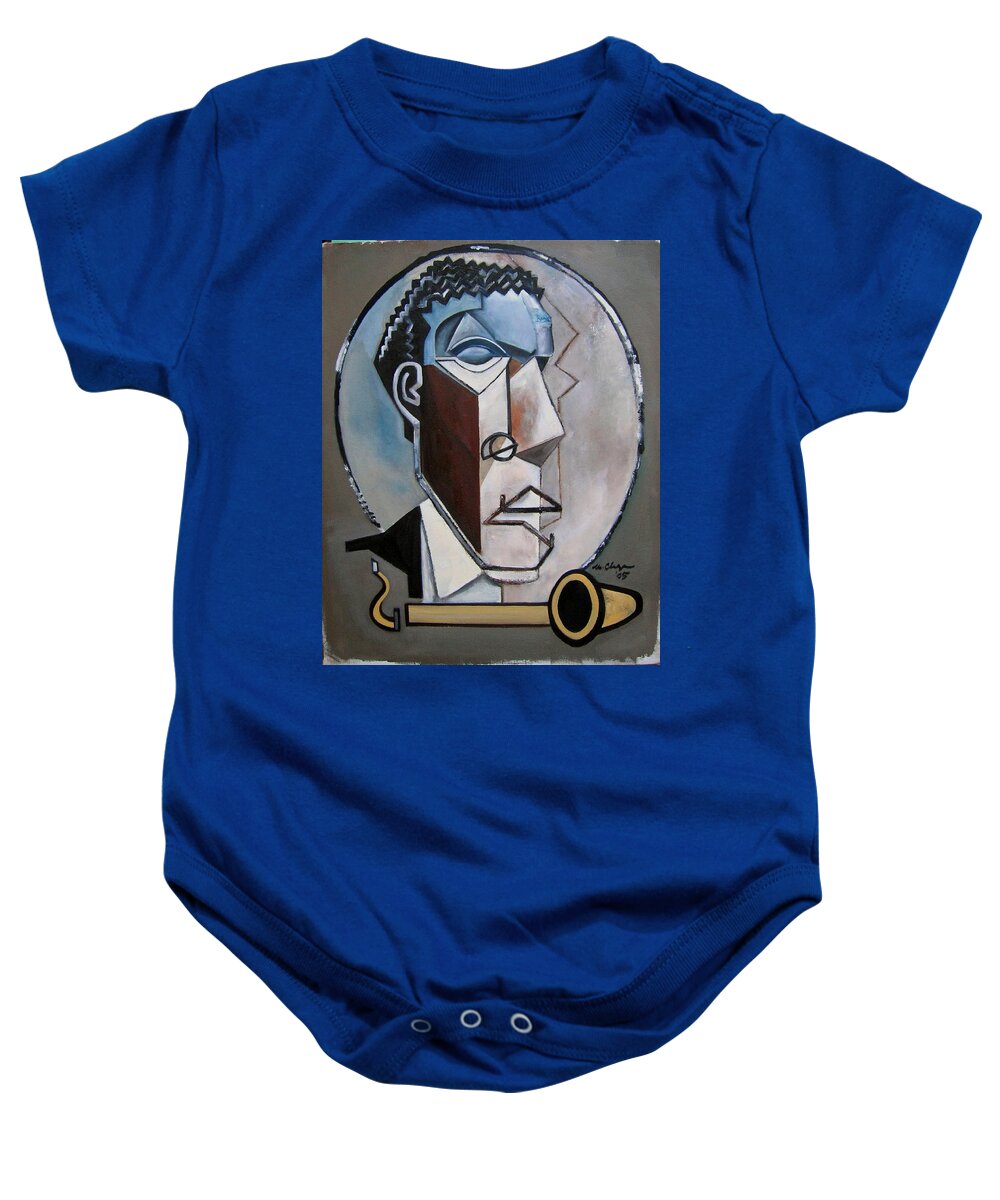 Ornette Coleman Jazz Saxophone Baby Onesie featuring the painting Ornette Sculptural by Martel Chapman