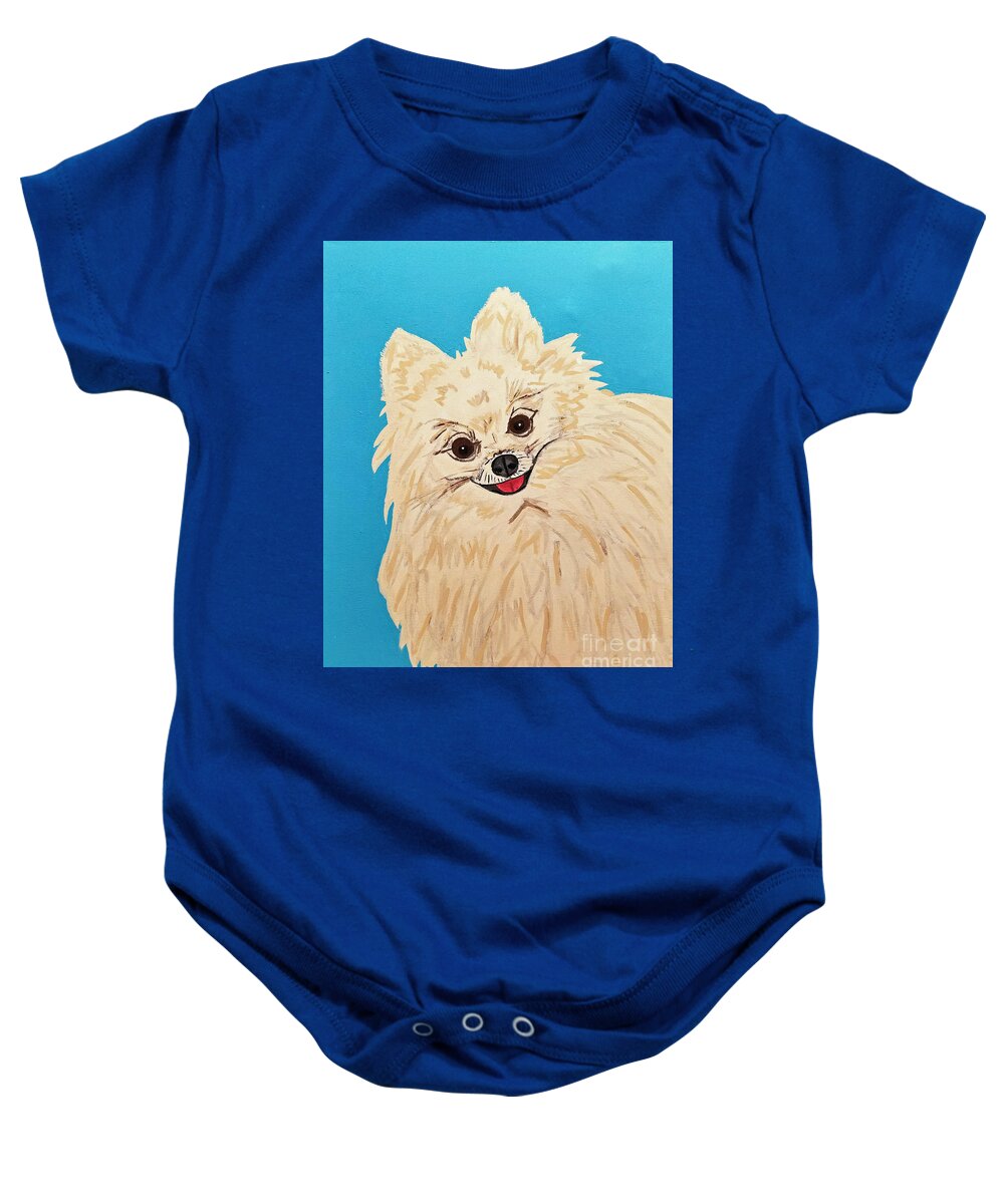 Pet Portrait Baby Onesie featuring the painting Phebe Date With Paint Nov 20th by Ania M Milo