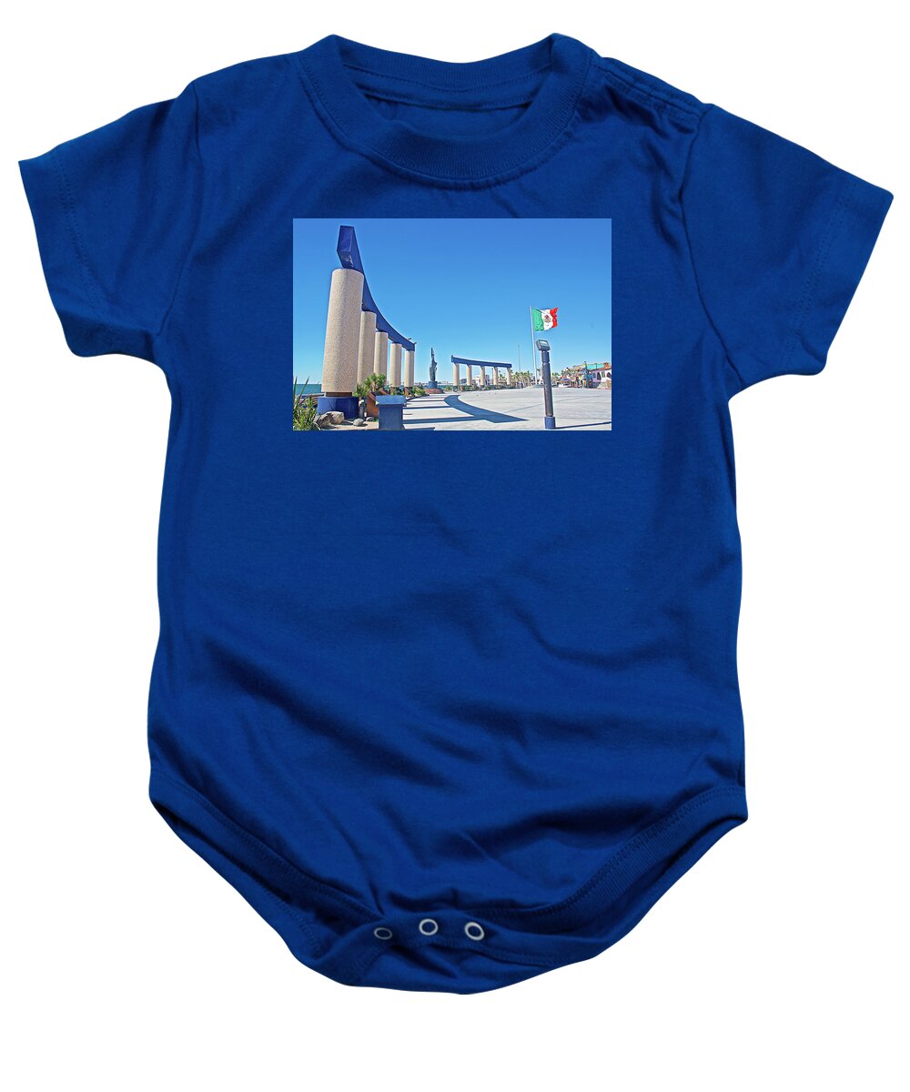 Plaza On The Malecon In Puerto Penasco In Sonora Baby Onesie featuring the photograph Plaza on the Malecon in Puerto Penasco in Sonora-Mexico by Ruth Hager