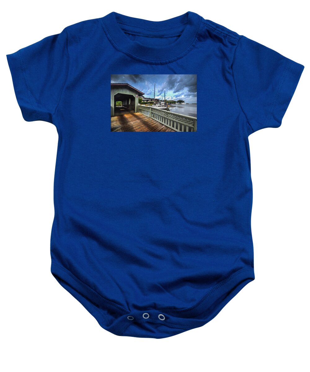 Fairhope Baby Onesie featuring the photograph Point Clear Bridge by Michael Thomas