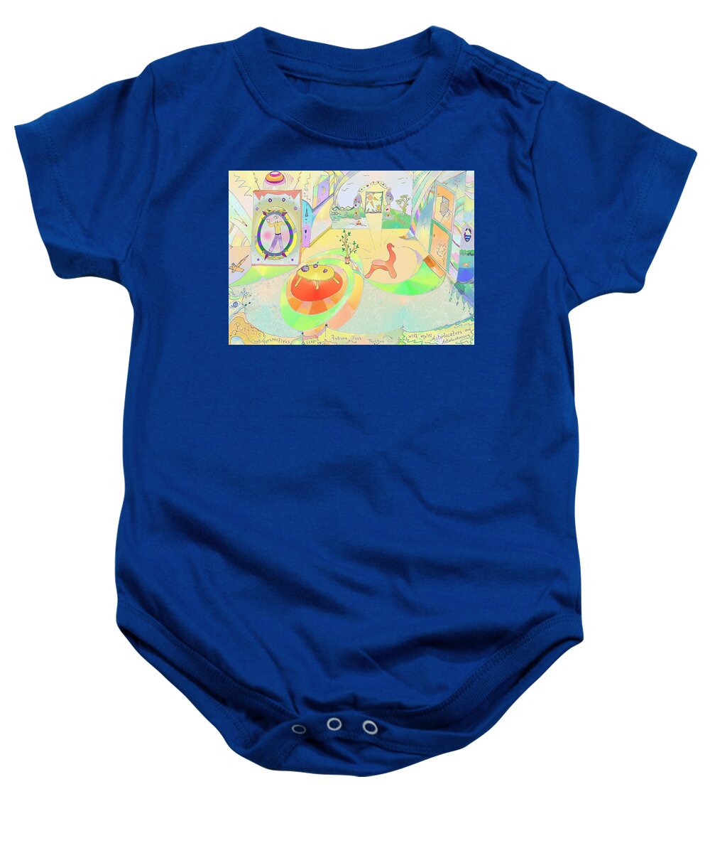 Spiral Baby Onesie featuring the drawing Portals and Perspectives by Julia Woodman